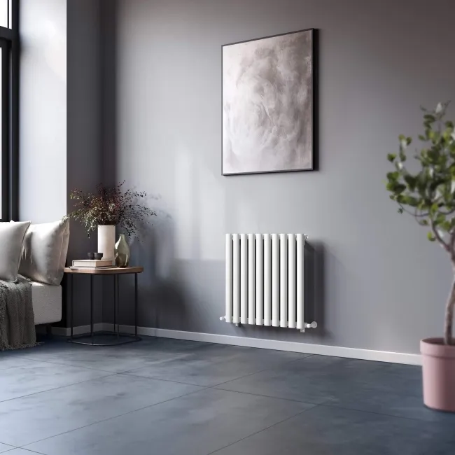 Marbella White Single Oval Panel Radiator 600x600mm