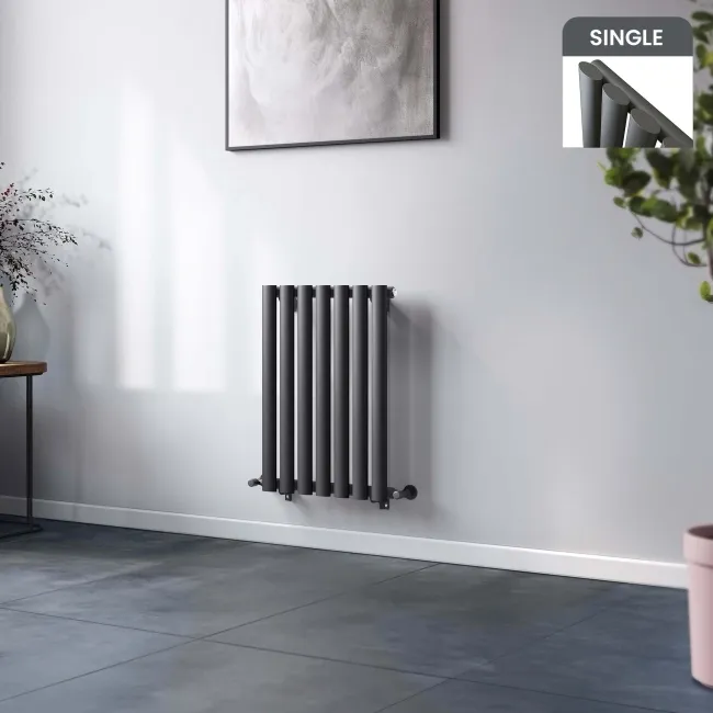 Marbella Anthracite Single Oval Panel Radiator 600x420mm