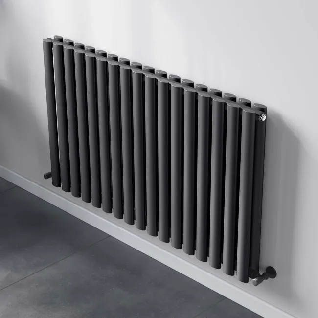 Marbella Anthracite Double Oval Panel Radiator 600x1020mm