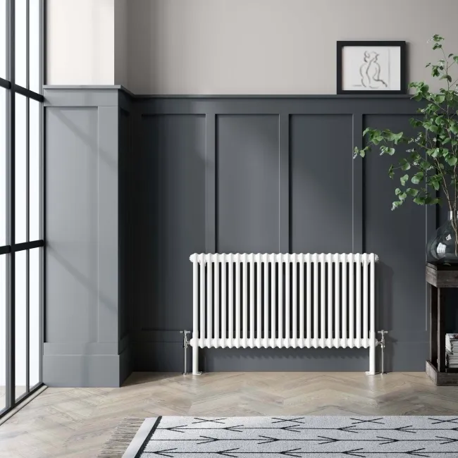 Athens White Double Column Horizontal Traditional Radiator 600x1190mm