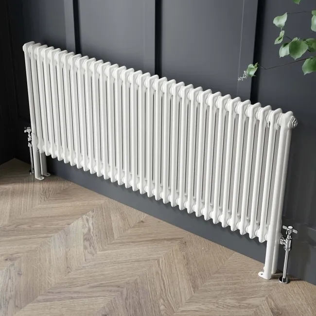 Athens White Double Column Horizontal Traditional Radiator 600x1415mm