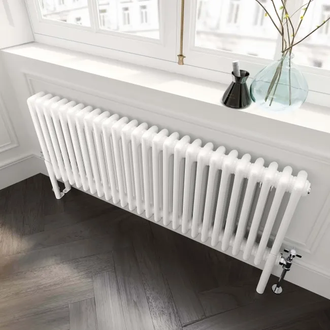 Athens White Triple Column Horizontal Traditional Radiator 450x1190mm