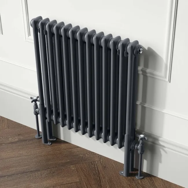 Athens Anthracite Double Column Horizontal Traditional Radiator 600x605mm