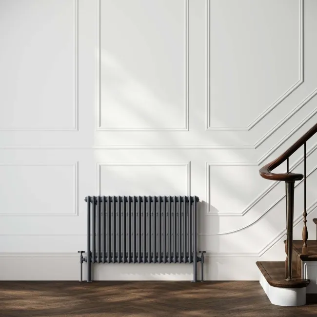 Athens Anthracite Double Column Horizontal Traditional Radiator 600x1010mm