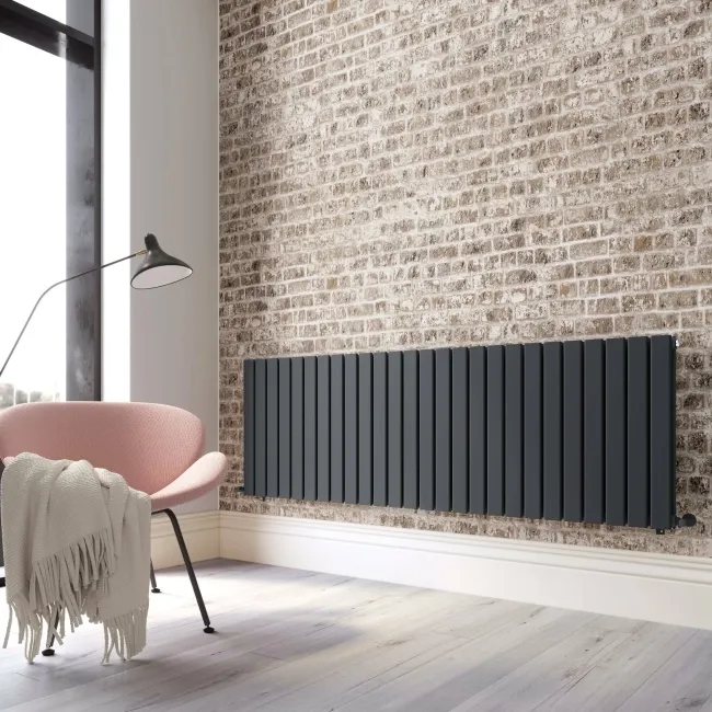 Faro Anthracite Double Flat Panel Horizontal Radiator 600x1820mm