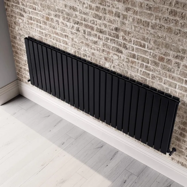 Faro Matt Black Double Flat Panel Horizontal Radiator 600x1820mm