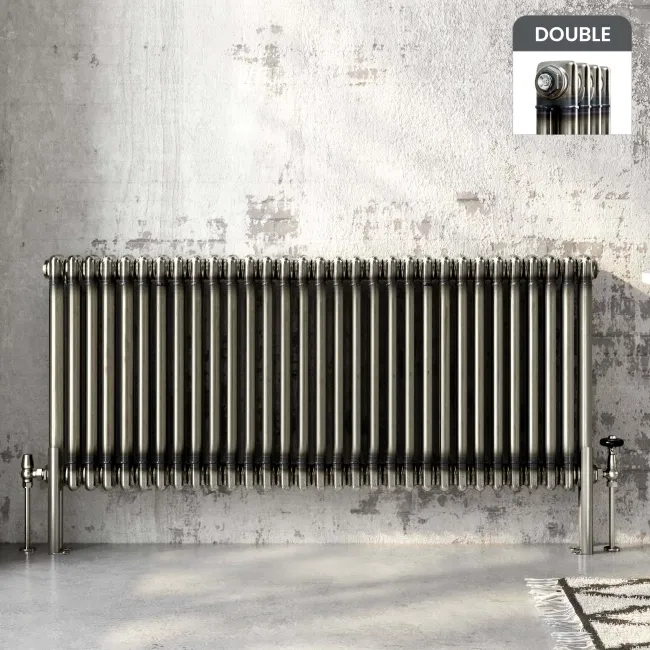 Athens Raw Metal Double Column Horizontal Traditional Radiator 600x1415mm