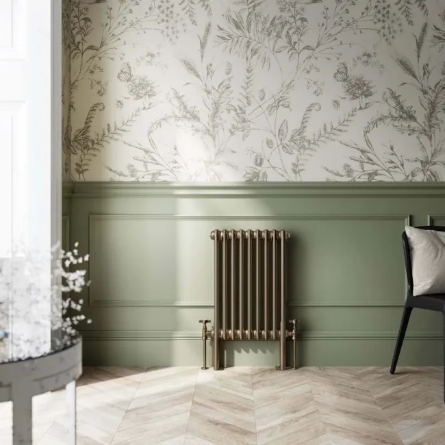 Athens Antique Gold Double Column Horizontal Traditional Radiator 600x425mm