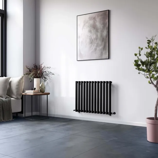 Marbella Matt Black Single Oval Panel Radiator 600x780mm