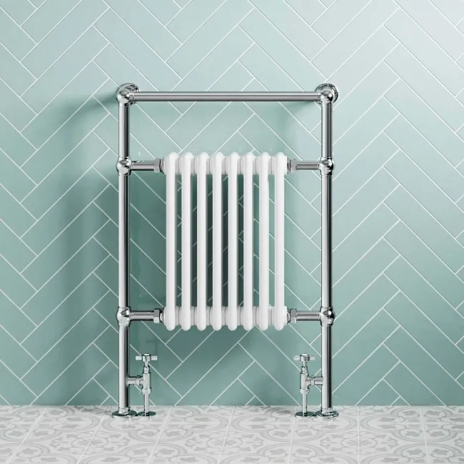 Gibraltar Slimline Large White Traditional Heated Towel Radiator (Flat Top Rail)