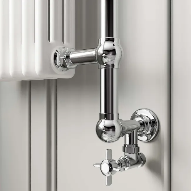 Gibraltar Wall Hung Large White Traditional Heated Towel Radiator (With Overhanging Rail)