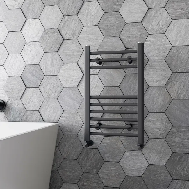 Barcelona Anthracite Straight Heated Towel Rail 650x400mm