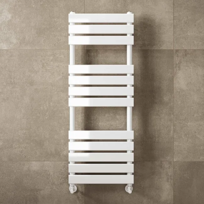 Santorini White Flat Panel Heated Towel Rail 1200x450mm