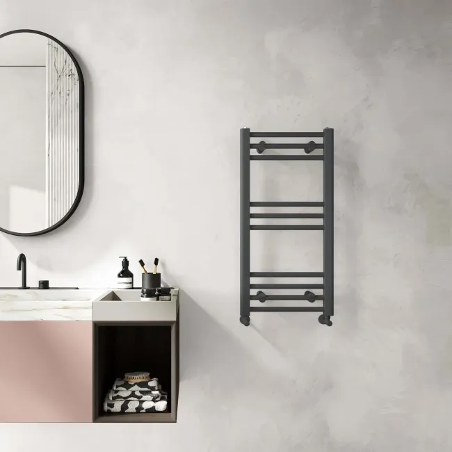 Barcelona Anthracite Straight Heated Towel Rail 800x400mm