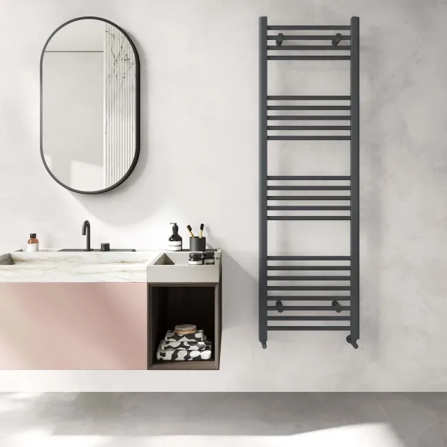 Barcelona Anthracite Straight Heated Towel Rail 1600x500mm