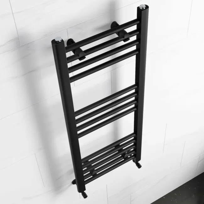 Barcelona Matt Black Straight Heated Towel Rail 1000x400mm