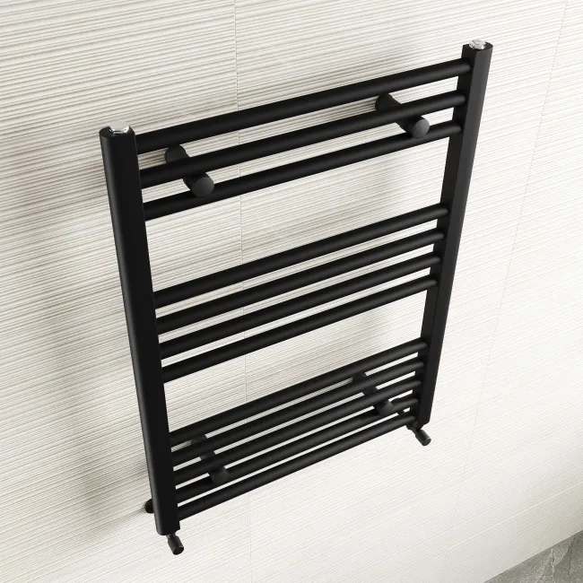 Naples Premium Matt Black Straight Heated Towel Rail 800x600mm