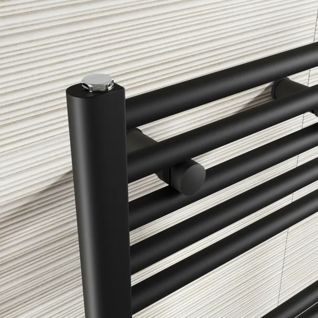 Naples Premium Matt Black Straight Heated Towel Rail 1000x600mm