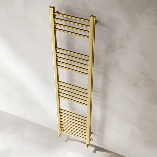Barcelona Brushed Brass Straight Heated Towel Rail 1600x400mm