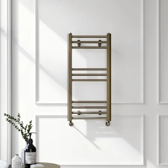 Barcelona Antique Gold Straight Heated Towel Rail 800x400mm