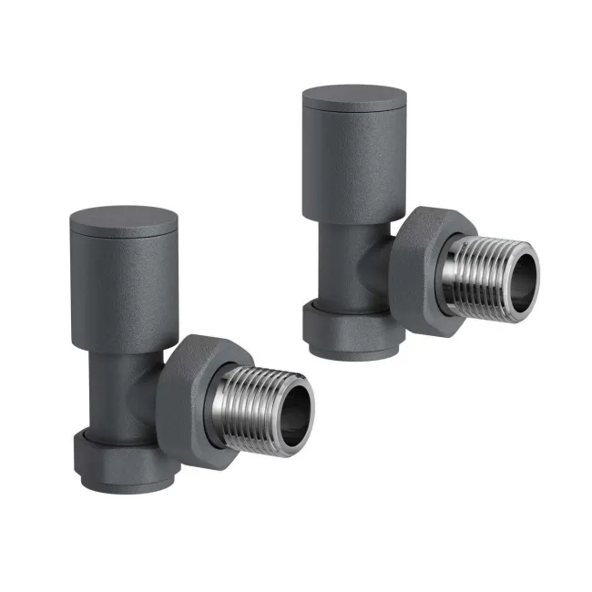 Angled Anthracite Manual Radiator Valves (Pair) Standard 15mm