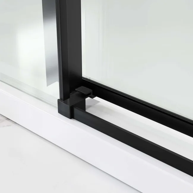 Stockholm Matt Black Easy Clean 8mm Frameless Sliding Shower Door 1100mm
