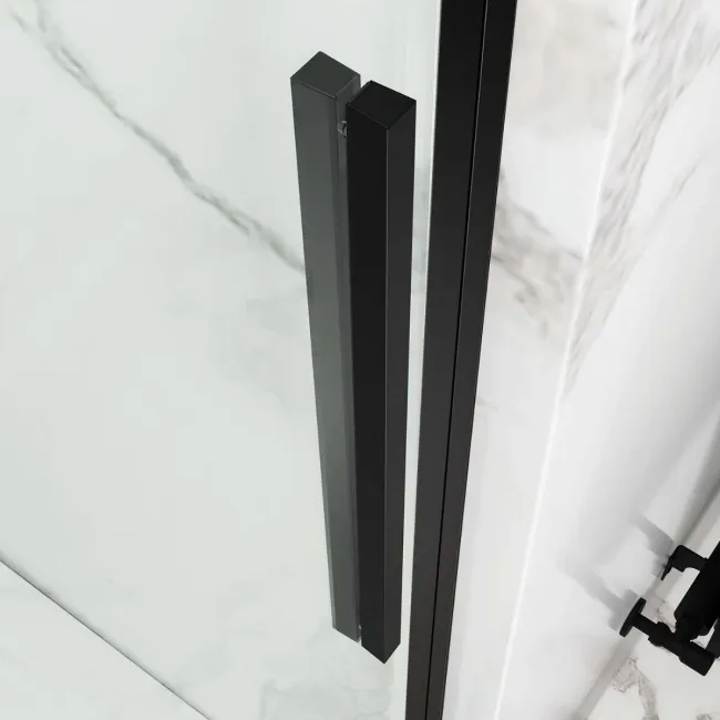 Stockholm Matt Black Easy Clean 8mm Frameless Sliding Shower Door 1400mm