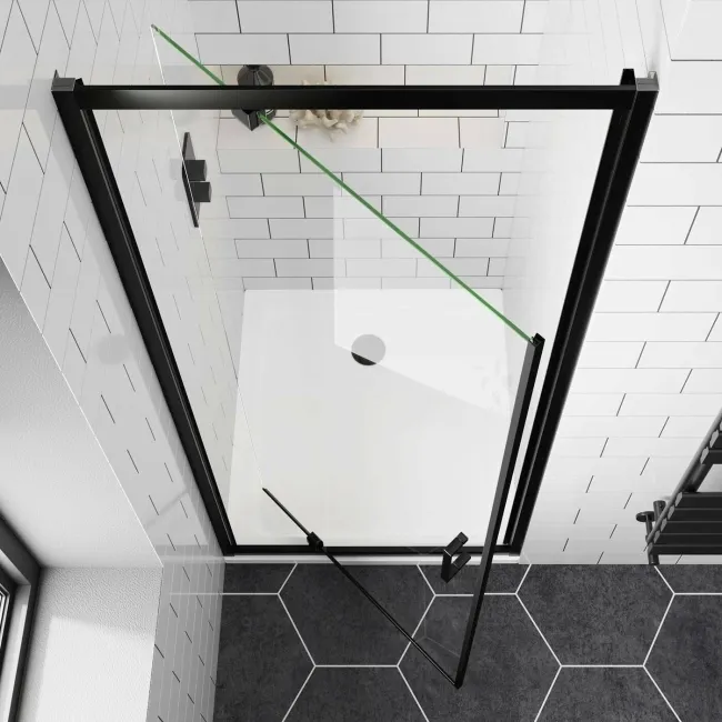 London Matt Black 6mm Pivot Shower Door 760mm