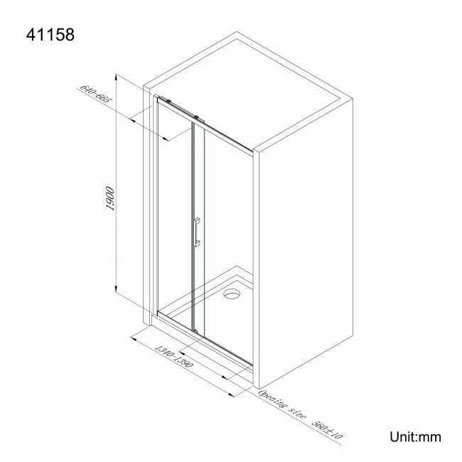 Hamburg Matt Black Easy Clean 8mm Sliding Shower Door 1400mm - Easy Fix Feature