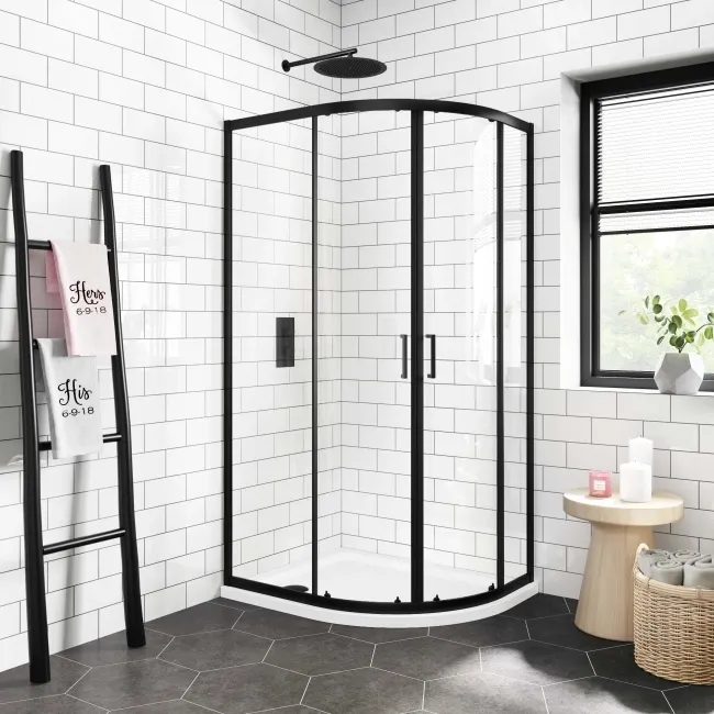 London Matt Black 6mm Offset Quadrant Shower Enclosure 1000x800mm