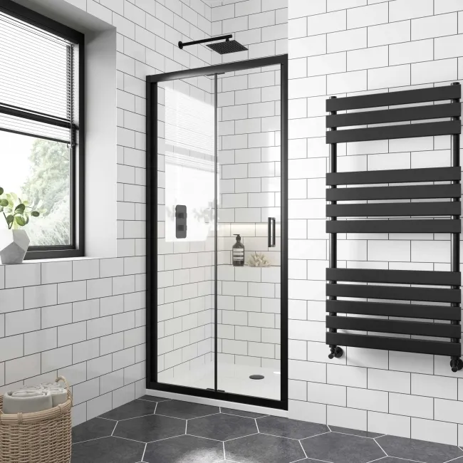 London Matt Black 6mm Bifold Shower Door 900mm