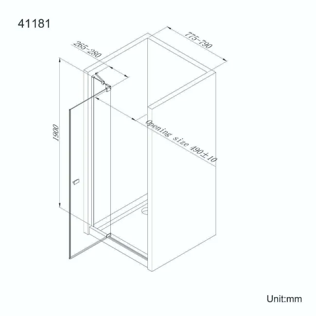 Vienna Matt Black Easy Clean 8mm Hinged Shower Door 800mm