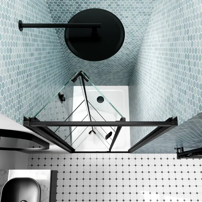 London Matt Black Grid 6mm Bifold Shower Door 760mm