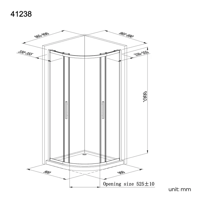 Hamburg Brushed Brass Easy Clean 8mm Quadrant Shower Enclosure 900x900mm - Easy Fix Feature