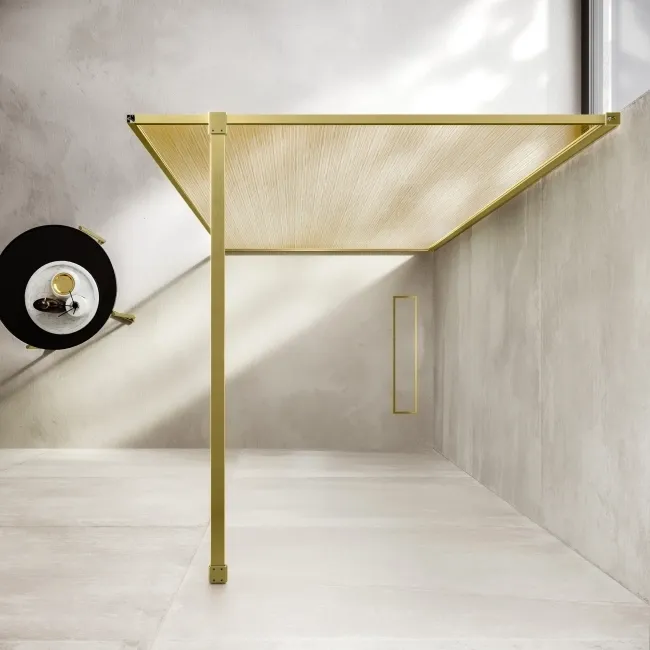 Munich Brushed Brass with Mesh Effect 8mm Wet Room Shower Glass Panel 800mm