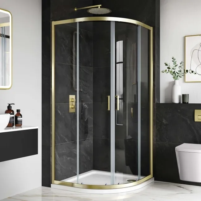London Brushed Brass 6mm Quadrant Shower Enclosure 900x900mm