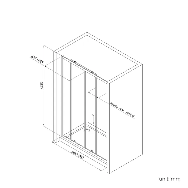 London Brushed Brass 6mm Sliding Shower Door 1000mm