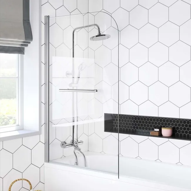 Venice 4mm Bath Screen with Towel Rail - 800mm