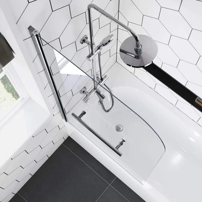 Venice 4mm Bath Screen with Towel Rail - 800mm