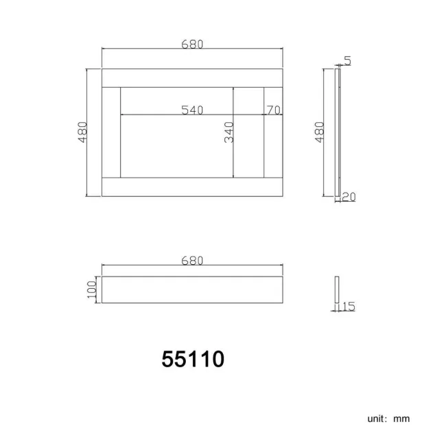 Traditional Graphite Grey Wooden Bath End Panel 680mm