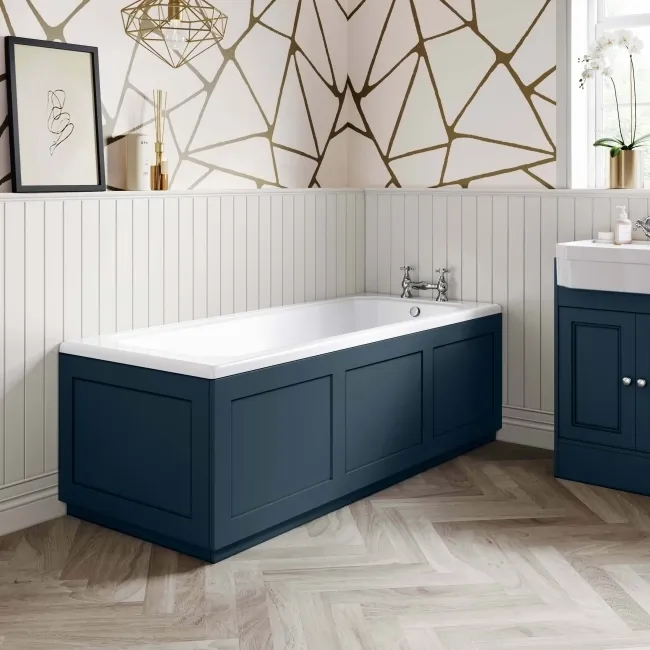 Traditional Navy Blue Wooden Bath End Panel 680mm