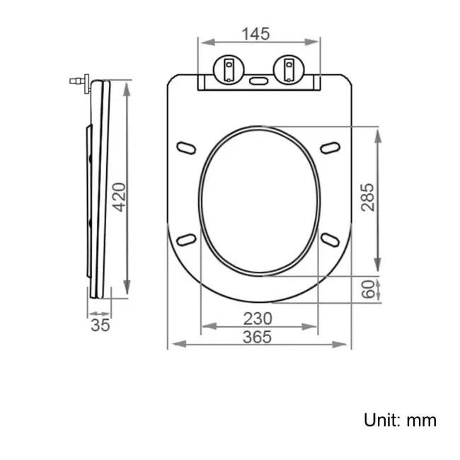 Boston Matt Black Quick Release Premium Soft Close Slim Toilet Seat