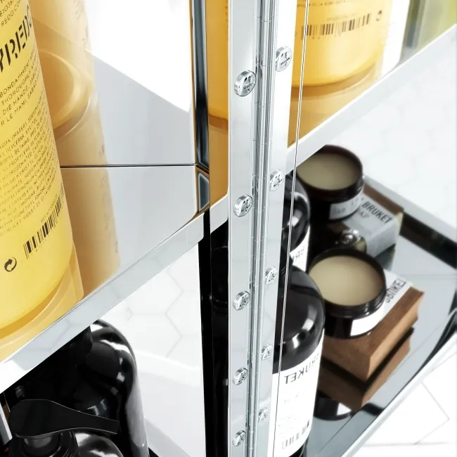 Madelyn Corner Stainless Steel Mirror cabinet 600mm Tall