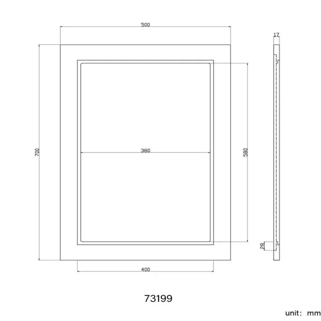 Graphite Grey Bathroom Mirror 700x500mm