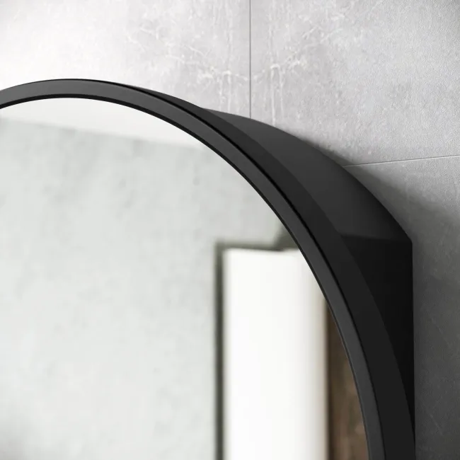 Mollie Black Framed Round Mirror Cabinet 500mm