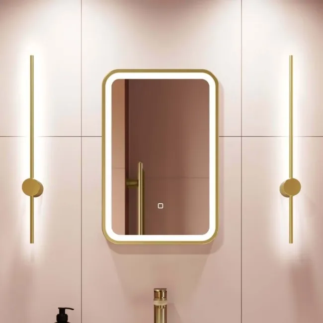 Olivia Brushed Brass Illuminated LED Mirror 600x400mm