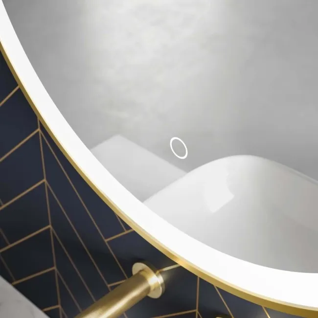 Mollie Brushed Brass Round Illuminated LED Mirror 500mm