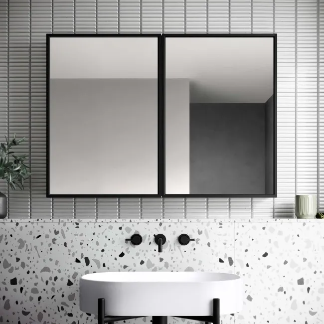 Mia Black Framed Mirror Cabinet 710x1000mm