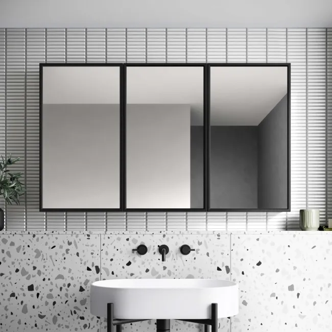 Mia Black Framed Mirror Cabinet 710x1200mm