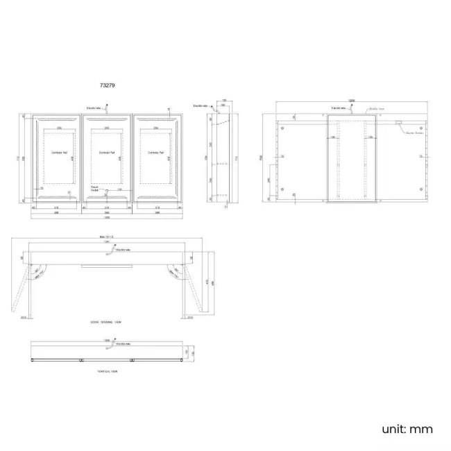 Mia Black Framed Illuminated LED Mirror Cabinet 710x1200mm